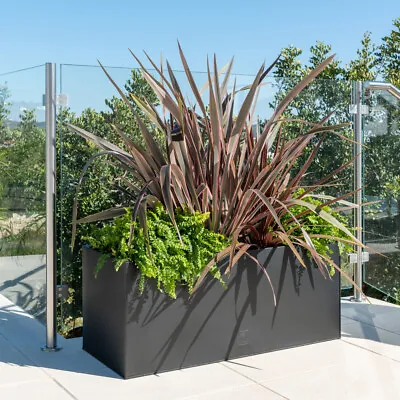 £62.98 • Buy Zinc Metal Black Planter Plant Trough Garden Outdoor Large Rectangular Indoor