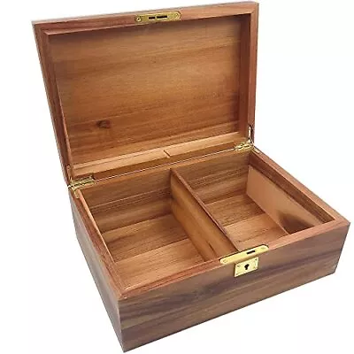 Large Wood Storage Box Decorative Wooden Box With Hinged Lid And Locking Key Pre • $51.94