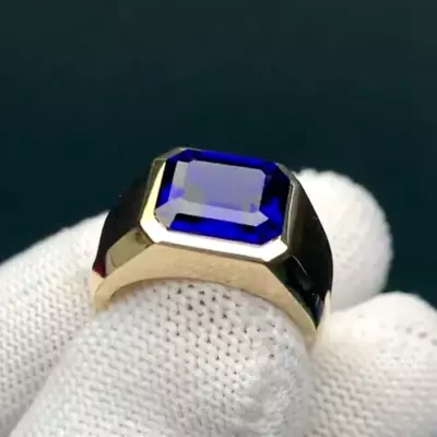 Natural Blue Sapphire Gemstone Ring For Men's 925 Sterling Silver Handmade Ring • $68