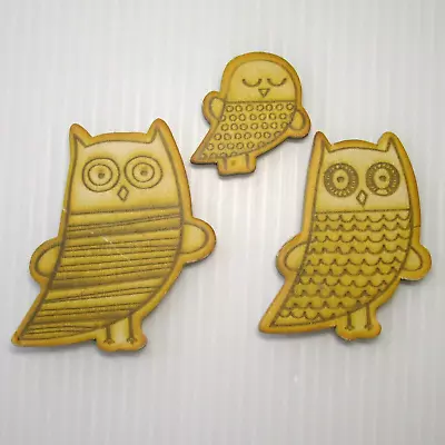 Set Of 3 Hallmark Owl & Bird Chipboard Magnets Magnetic Refrigerator Locker Etc. • $3.85