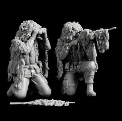 1/35 Resin Figure Model Kit US Sniper Soldiers Camo Camouflage War Unpainted • $22.99