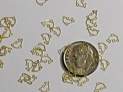 15pc Tiny Metal Golden Dolphin Ocean Charm Fairy Dust Glitter Confetti Animal • £4.78