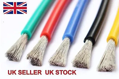 Flexible Soft Silicone Wire Cable 4/6/8/10/12/14/16/18/20/22 AWG Many Colours UK • £7.69