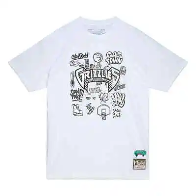 Men's Mitchell & Ness White NBA Vancouver Grizzlies Doodle S/S T-Shirt • $29.95