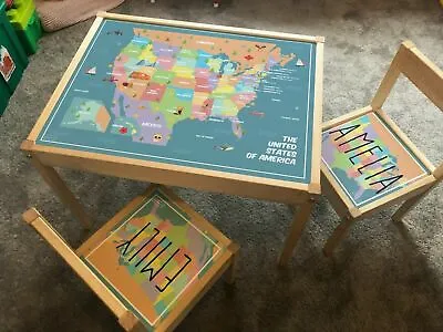 £29.99 • Buy Personalised Children's STICKER ONLY For Ikea LATT Table And 2 Chairs USA Map
