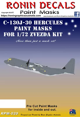 1/72 Ronin Decals C-130J-30 Hercules Paint Masks For Zvezda Kit • $18