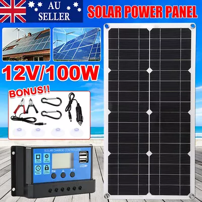 12V 100W Solar Panel 60A Controller Home Caravan Camping Power Battery Charging • $42.95