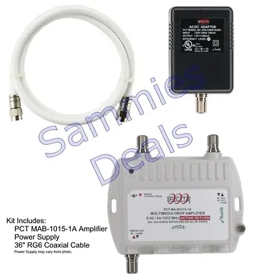 PCT 1-Port Bi-Directional Cable TV Modem Splitter Signal Booster/Amplifier Kit • $37.84