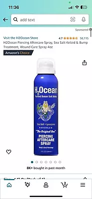 H2Ocean Piercing Aftercare Spray Sea Salt Keloid & Bump Treatment  4oz #1999 • $10