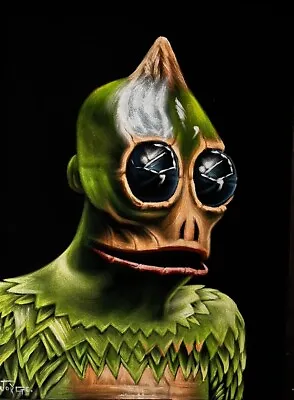 Sleestak Land Of The Lost Black Velvet Oil Painting Hand Painted Signed Art • $195