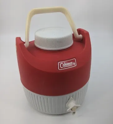 Coleman VINTAGE RETRO WATER JUG COOLER 1 GALLON RED 1980 • $14.95