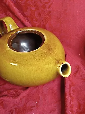 Russel Wright  Casual China Tea Pot With Lid Green Brown Caramel Unusual NICE! • $69