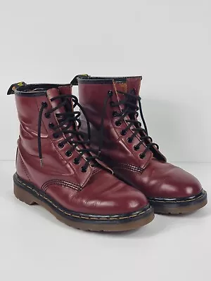 Dr Martens 1460 Cherry Red 8 Lace Up Leather Boots Womens Size 5 UK Vintage 90s • $179.99