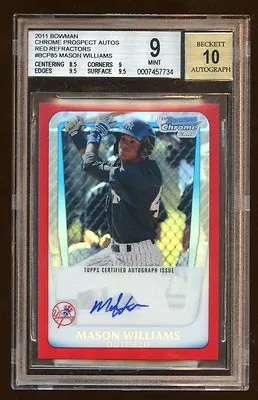 Bgs 9 10 Auto Mason Williams 2011 Bowman Chrome Rc Auto Red Refractor /5 Yankees • $2499.99