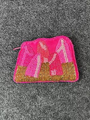 MARY KAY ~ Retro Pink SIGNATURE Coin Change Purse Pouch Beaded & Embroidered MK • $11.99