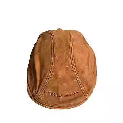 Vintage 90s Y2K Harley Davidson Newsboy Cap Men's Size S/M Brown Leather 4306 • $49.99