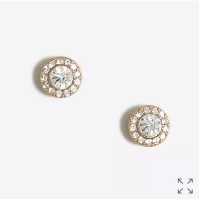 NEW J.CREW FACTORY Pave Glimmer Circle Stud Crystal Earrings Item E7369 • $9.97