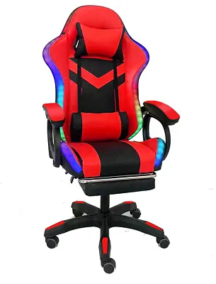 $119 • Buy LED Gaming Office Chair Computer Desk Chairs Home Work Study Recliner Seat Red