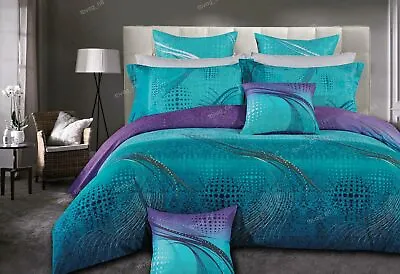 $34 • Buy Blue Quilt Cover Turquoise Aqua Purple Abstract Duvet Cover Set - ALL SIZE