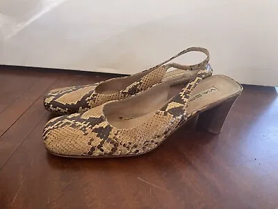 Via Spiga Women Leather Sling Back Shoe Snake Size 11M • $35