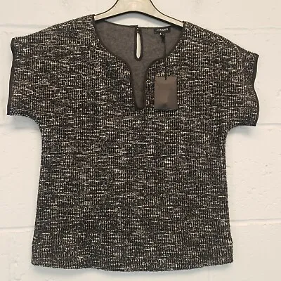 Jaeger Knit Blouse SMALL Womens Top Wool Blend Grey Cotton Wool 74/26  RRP £75 • £25