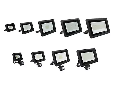 Black Body LED FloodLight 10W 20W 30W 50W 100W Waterproof IP65 PIR Option Flood • £9.99