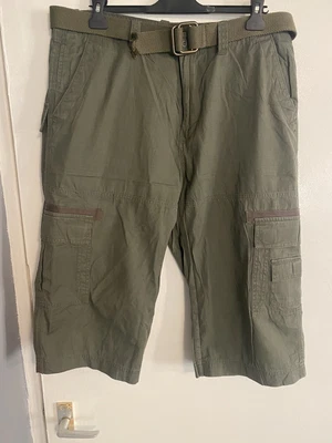 £4.99 • Buy Khaki Green Shorts With Belt Cargo Style 
