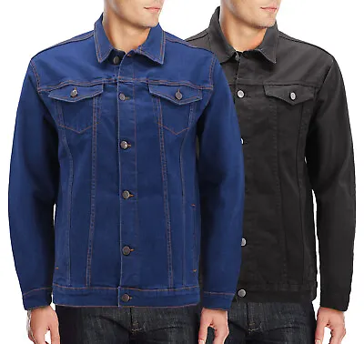 Men’s Classic Casual Stretch Denim Button Up Multi Pocket Trucker Jean Jacket • $38.80