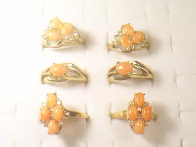 **** 6 ....rings Coral Semi-precious Gemstone Crystals   Wholesale  Lot  Co2 • $21.95