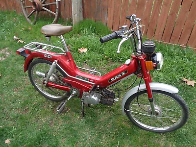 Vintage 1977 Puch Maxi Moped 2 HP 49cc 1 Speed Red Motorbike Runs 959 Miles • $1499.99