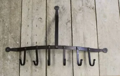 Country Cottage Blacksmith Rustic Kitchen Utensil Pot Pan Hook Rail Rack Holder  • £25.99