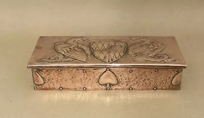 £185 • Buy Antique Arts And Crafts Movement Copper Box Dragons.Hearts ,Griffins C1890