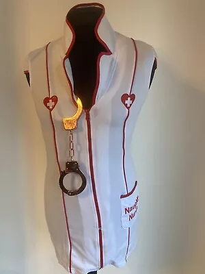 Ann Summers Naught Nurse  Costume + Hand Cuffs & Apron - Halloween Size 12 Uk • £29.99