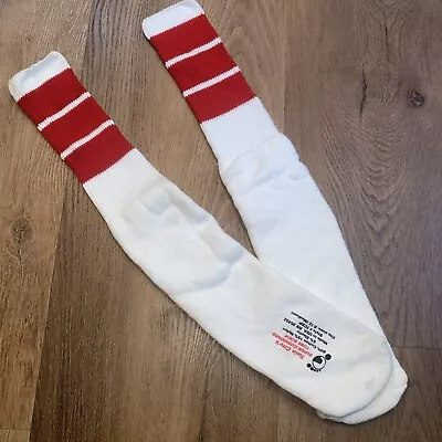 NEW Vtg 70s 80s Tube Socks Mid Calf Red White Striped Athletic USA Made Mens NOS • $44.52