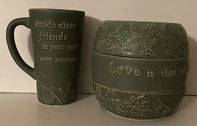 Maya Angelou 20oz Mug & 3 Tiered Decorative Bowls Life Mosiac Ceramic - Hallmark • $59.95