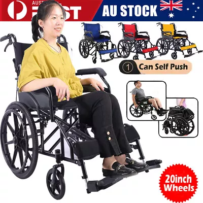 20inch Wheelchair Self Propelled Folding Lightweight Transit Travel Wheelchair • $143.77