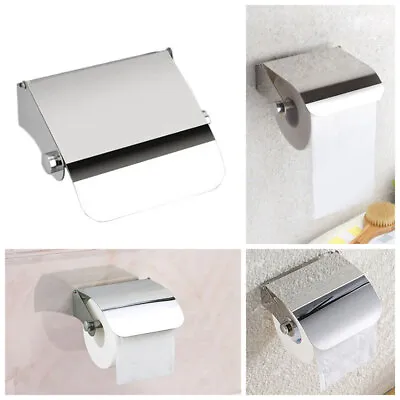 $14.60 • Buy Toilet Paper Roll Holder Rack With Cover Stainless Steel Wall Mounted Free Punch