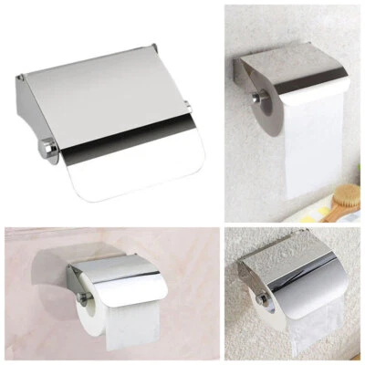 Toilet Paper Roll Holder Rack With Cover Stainless Steel Wall Mounted Free Punch • $13.66