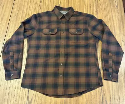Eddie Bauer Flannel Mens Shirt Large Brown Button Down • $12
