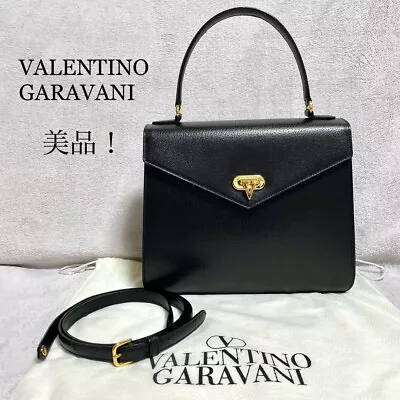 Vintage Valentino Garavani Leather Handbag Shoulder Bag Black • $278