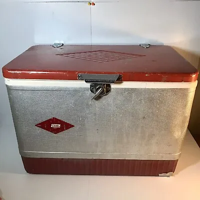 Vintage Orange/Red Coleman Snowlite Aluminum Cooler With Diamond Logo • $104.99
