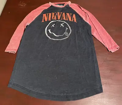 VTG Nirvana Men’s Half Sleeve T Shirt Grey/Red Medium  • $15.95