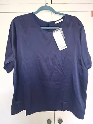 David Nieper Navy Blue Silk Top Size UK 18 - New Other • £20