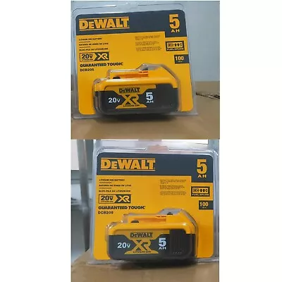 2PACK DEWALT DCB205 20V MAX XR 5.0 Ah Li-ion Power Tool Battery Genuine New US • $77