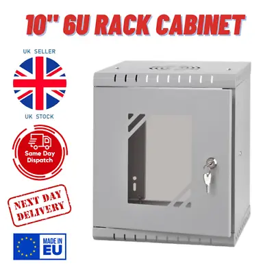 £45.60 • Buy 6U Server Rack Data Network Cabinet 10inch 300x300mm Wall Mounted Grey
