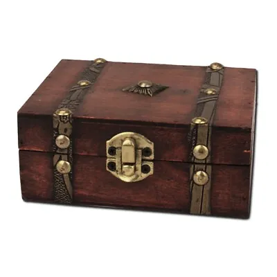 $18.94 • Buy Retro Wooden Storage Box With Lock Treasure Chest Ring Jewelery Case Organiser