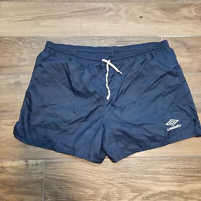 Vintage Umbro Shorts Mens Large Navy Soccer Nylon Performance Futbol 90s Y2K • $24.95