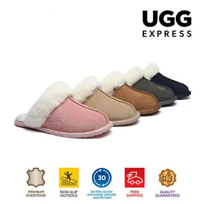 $59 • Buy UGG Slippers Women Men Australian Sheepskin Classic Slippers Non-slip Rosa Scuff