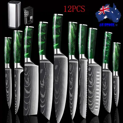 10PC Japanese Kitchen Knives&Scabbard Laser Damascus Pattern Chef Knife Set • $20