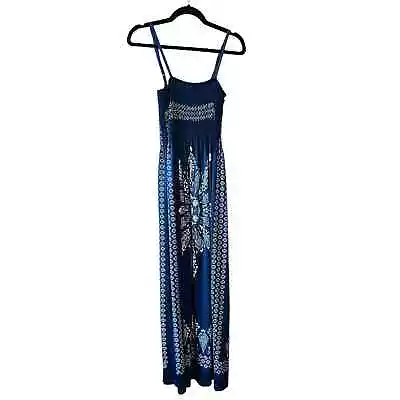 Ninety Women's Bandana Handkerchief  Summer Maxi Dress Sleeveless Blue Size S • $15.30